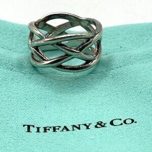 Tiffany & Co Braided Celtic Knot Weave .925 Sterling Silver Band Ring Size 7